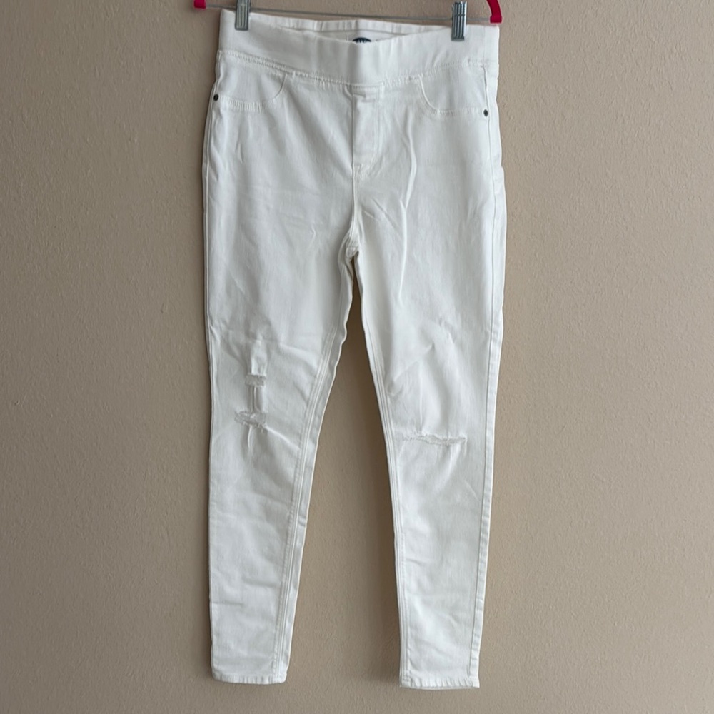 Old Navy Rockstar Women's White Distressed Super Skinny Jeggings